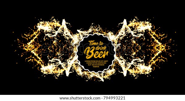 ビールパーティー ビールの泡が飛び散る ベクターイラスト のベクター画像素材 ロイヤリティフリー