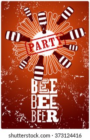 Beer Party typographic retro grunge poster. Vector illustration.