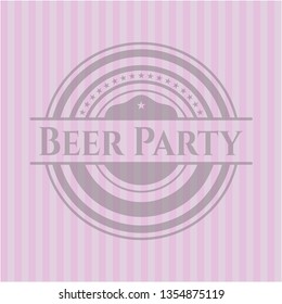 Beer Party vintage pink emblem