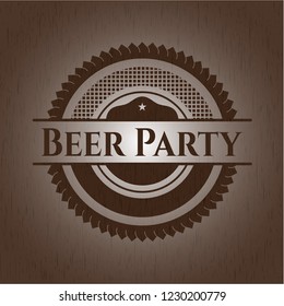 Beer Party wood icon or emblem