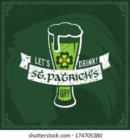 beer patricks st green day vintage chalk st patrick's day cardboard on a green blackboard beer patricks st green day vintage chalk happy love english classic vacation texture traditional isolated spri