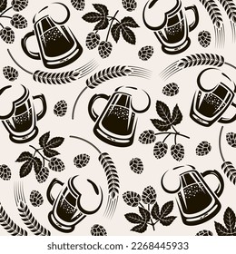 Beer pattern background set. Collection icon beer. Vector