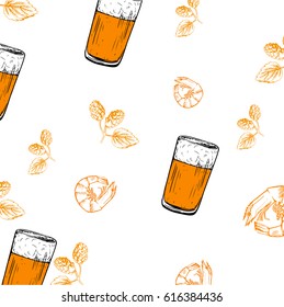 Beer pattern vector illustration, template for menu