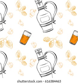 Beer pattern vector illustration, template for menu