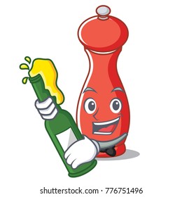 With beer pepper mill character cartoon