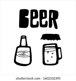 Beer phrases hand drawn lettering composition and clipart element for logos, posters, templates, postcard, banner, etc. Print on cup, bag, shirt, package, balloon.Beer logo - vector illustration.