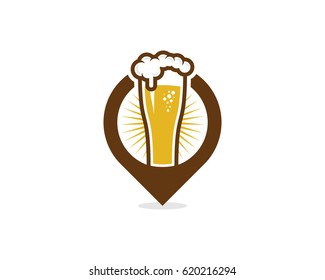 Beer Pin Icon Logo Design Element