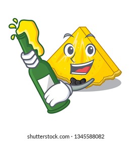 With beer pineapple slices on a cartoon plate