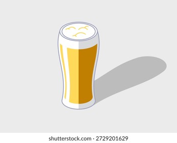 Beer pint glass isometric vector illustration with shadow