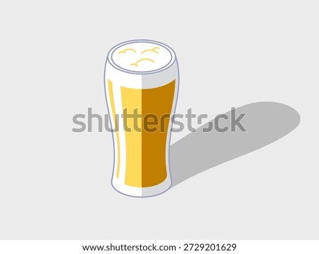 Beer pint glass isometric vector illustration with shadow