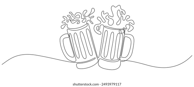 beer pint and glass octoberfest line art style vector illustration