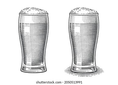 Beer pint. Hand drawn engraving style illustrations.