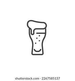 Bier Pint-Symbol lineares Stilzeichen für mobiles Konzept und Webdesign. Glas Bier mit Schaumkranz Vektorsymbol. Symbol, Logo-Abbildung. Vektorgrafik