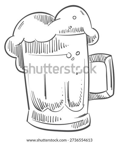 Beer pint mug hand drawn icon. Alcohol drink