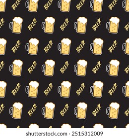 Beer Pint Seamless Bash Parade Celebration Pattern. Perfect for brewery promotions, party decorations, or creating custom beer-themed merchandise.