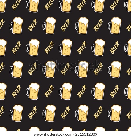 Beer Pint Seamless Bash Parade Celebration Pattern. Perfect for brewery promotions, party decorations, or creating custom beer-themed merchandise.