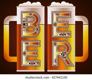 BEER Pints With Block Decorative Typography