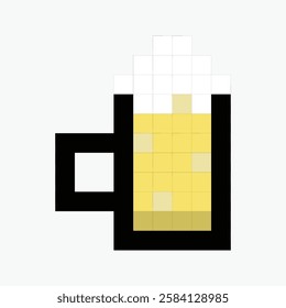 beer pixel art icon vector illustration.