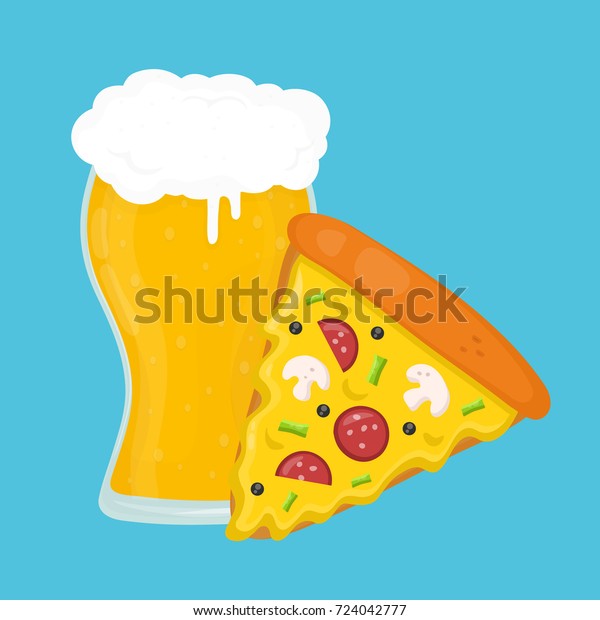 Beer Pizza Vector Flat Cartoon Illustration Stock Vector (Royalty Free ...