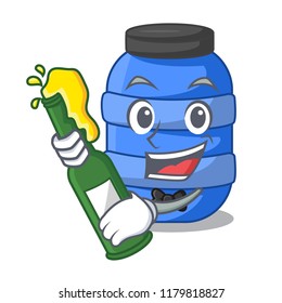 With beer plastic barrel container for fish cartoon