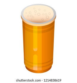 Beer plastic cup icon. Isometric of beer plastic cup vector icon for web design isolated on white background