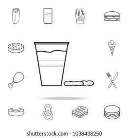 beer in plastic glass and nuts icon. Detailed set of fast food icons. Premium quality graphic design. One of the collection icons for websites, web design, mobile app on white background