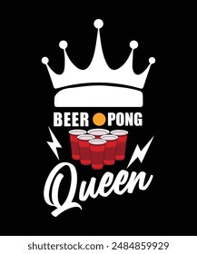DISEÑO DE CAMISETA DE VECTOR DE CERVEZA PNG QUEEN