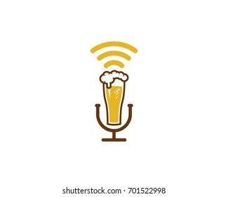 Beer Podcast Icon Logo Design Element