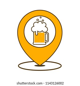 Beer point icon. Pub location. Isolated vector illustration on white background.