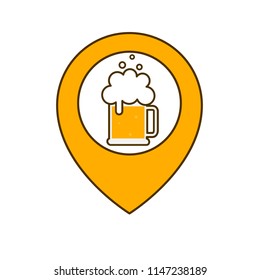 Beer point icon. Pub location. Isolated vector illustration on white background.