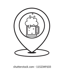 Beer point icon. Pub location. Isolated vector illustration on white background.