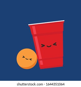 Beer pong character. Red beer cup character design. wallpaper. ball character.
