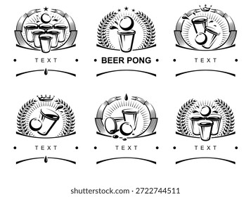Rótulos de coleção de beer pong e conjunto de elementos. Ícone da coleção beer pong . Vetor