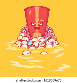 Beer pong cup character vector illustration. Game, drink, team design concept