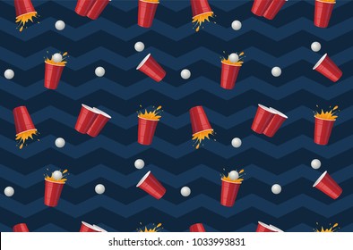 Beer Pong Cup Vector Seamless  Pattern