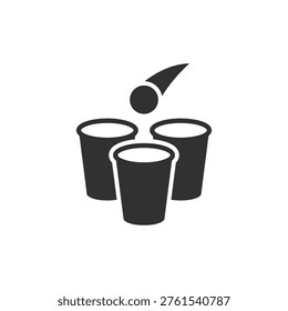 Beer pong cups icon. Party drinking game concept. Monochrome black and white symbol