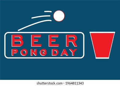 Día de Beer Pong, concepto de vacaciones. Plantilla para fondo, banner, tarjeta, cartel, camiseta con inscripción de texto