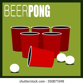 beer pong design with cups and balls