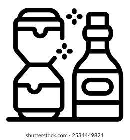 Beer pong game with cup and bottle of alcohol icon vector outline