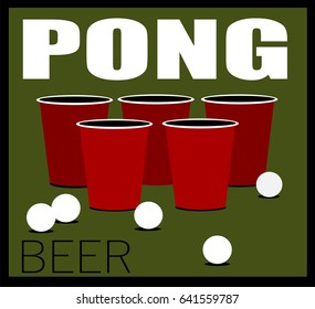 beer pong game with cups and balls