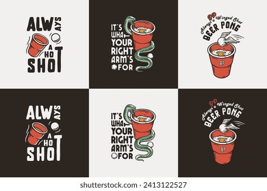 Beer pong game prints, craft beer mug with snake, ball and foam