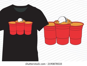 BEER PONG GLASS VECTOR T-SHIRT DESIGN, BEER PONG