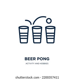 beer pong icon from activity and hobbies collection. Thin linear beer pong, beer, college outline icon isolated on white background. Line vector beer pong sign, symbol for web and mobile