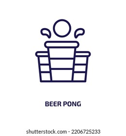 beer pong icon from activity and hobbies collection. Thin linear beer pong, pong, beer outline icon isolated on white background. Line vector beer pong sign, symbol for web and mobile