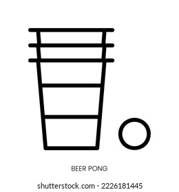 beer pong icon. Line Art Style Design Isolated On White Background