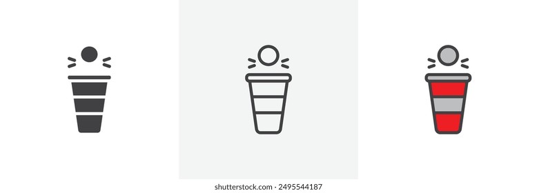 Beer pong icon symbol collection on white background.