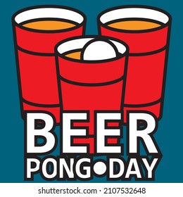 Beer pong illustration of a ping pong ball, party cup