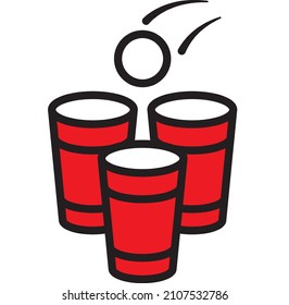 Beer pong illustration of a ping pong ball, party cup