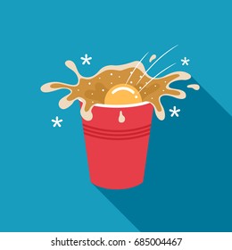 Beer pong illustration of a ping pong ball splashing beer from a red party cup