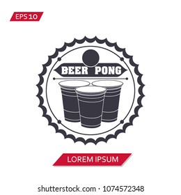 beer pong label vector icon